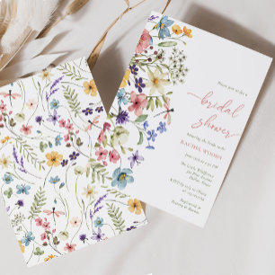 Elegant Summer Meadow Wildflowers Bridal Shower Invitation
