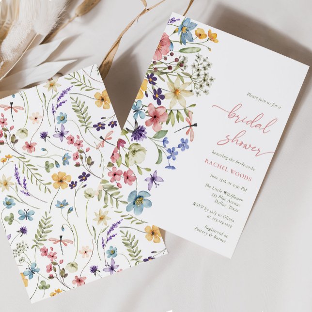 Elegant Summer Meadow Wildflowers Bridal Shower Invitation (Creator Uploaded)