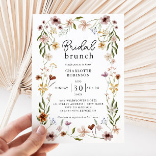 Elegant Summer Meadow Wildflowers Bridal Shower Invitation