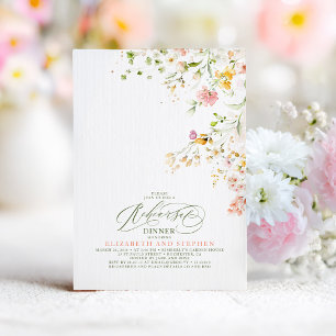 Elegant Summer Meadow Wildflowers Rehearsal Dinner Invitation