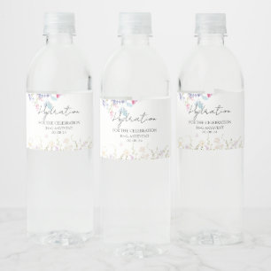 Elegant Summer Meadow Wildflowers Wedding Water Bottle Label