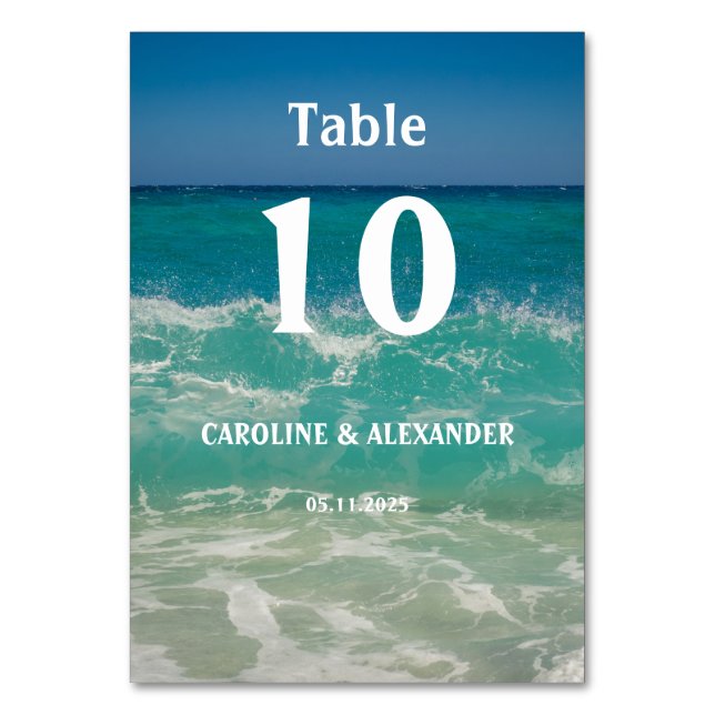 Elegant Summer Ocean Water Tropical Beach Hawaii  Table Number (Front)