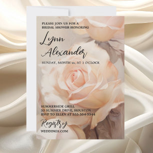 Elegant Summer Roses Bridal Shower Save The Date