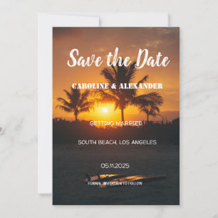 Elegant Summer Sunset Beach Tropical Wedding Save The Date