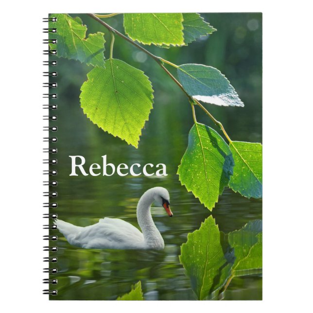 Elegant Summer Swan Notebook (Front)