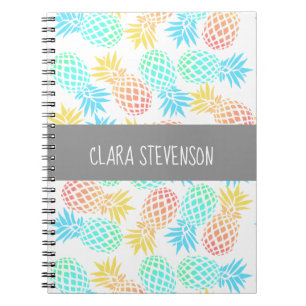 elegant summer tropical colorful pineapple pattern notebook