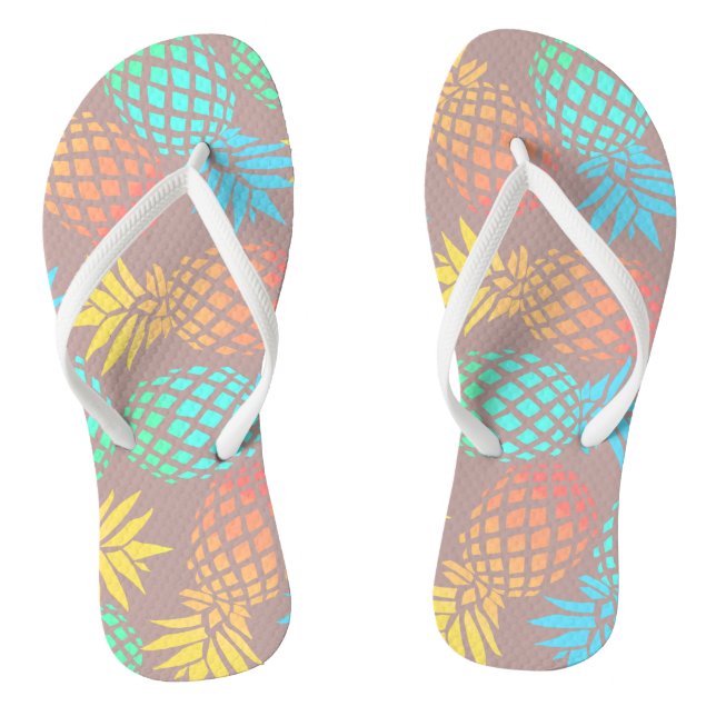 elegant summer tropical colourful pineapple patter jandals (Footbed)