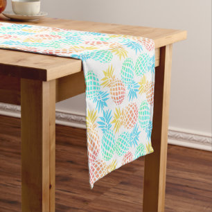 elegant summer tropical colourful pineapple short table runner