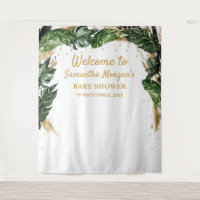Elegant summer tropical flowers gold baby shower