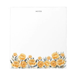 Elegant Summer Watercolor Yellow Flowers Notepad