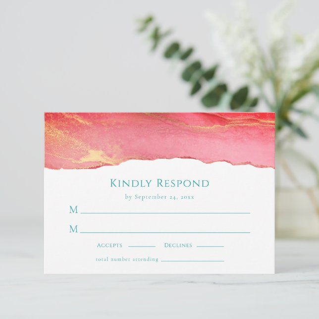 Elegant Summer Wedding RSVP Response Card (Standing Front)