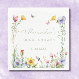 Elegant Summer Wildflower Boho Bridal Shower  Napkin