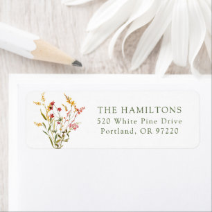 Elegant Summer Wildflower Bouquet Return Address