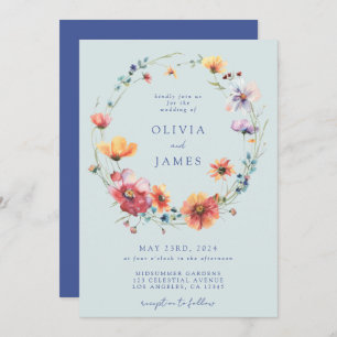 Elegant Summer Wildflower Casual Floral Wedding Invitation