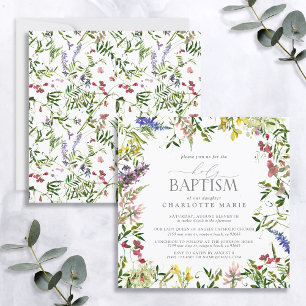 Elegant Summer Wildflower Floral Baptism Invitation