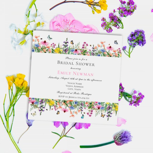 Elegant Summer Wildflower Floral Bridal Shower Invitation (Creator Uploaded)