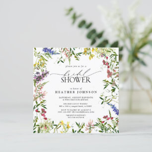 Elegant Summer Wildflower Floral Bridal Shower Invitation