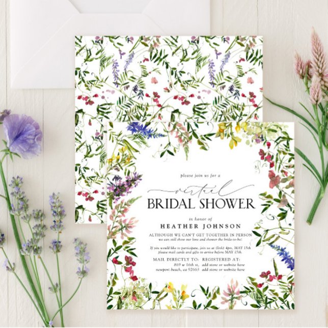 Elegant Summer Wildflower Virtual Shower Invitation (Creator Uploaded)