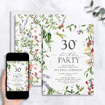 Elegant Summer Wildflower Watercolor 30th Birthday Invitation<br><div class="desc">Looking to make a lasting impression on your guests? Make sure your 30th birthday celebration is one you'll remember with this Elegant Summer Wildflower Watercolor 30th Birthday Invitation. Featuring vibrant watercolor wildflowers framing the text, along with modern hand lettered calligraphy, these beautiful invitations will add a touch of elegance to...</div>