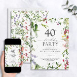 Elegant Summer Wildflower Watercolor 40th Birthday Invitation<br><div class="desc">Looking to make a lasting impression on your guests? Make sure your 40th birthday celebration is one you'll remember with this Elegant Summer Wildflower Watercolor 40th Birthday Invitation. Featuring vibrant watercolor wildflowers framing the text, along with modern hand lettered calligraphy, these beautiful invitations will add a touch of elegance to...</div>