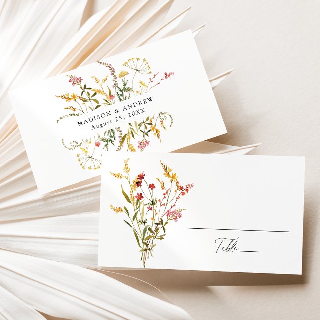 Elegant Summer Wildflower Wedding Place Card (Creator Uploaded)