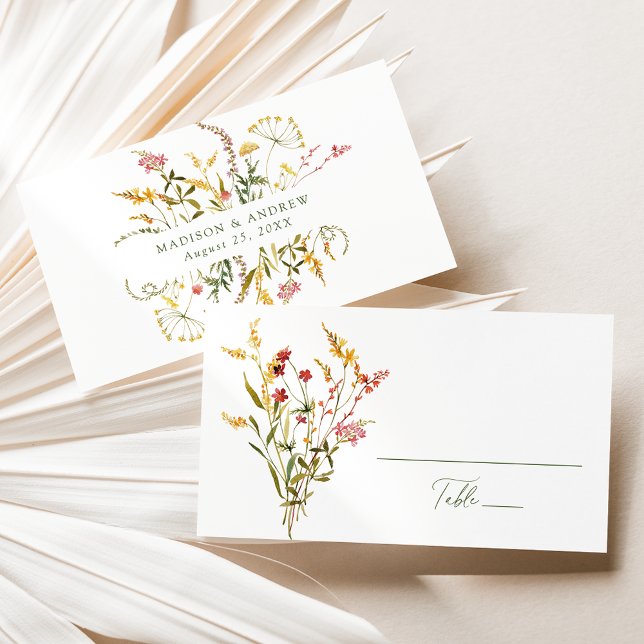 Elegant Summer Wildflower Wedding Place Card (Creator Uploaded)