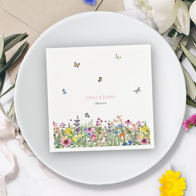 Elegant Summer Wildflowers Wedding Napkin (Creator Uploaded)