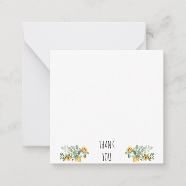 Elegant Sunflower Blank Thank You Card (Front)