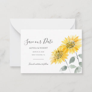 Elegant Sunflower Botanical Wedding Save The Date Card