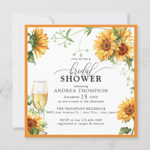 Elegant Sunflower Bridal Shower Invitation
