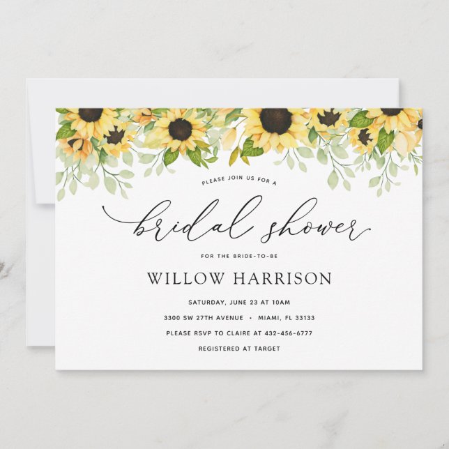 Elegant Sunflower Bridal Shower Invitation (Front)