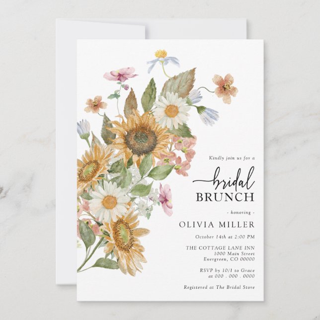 Elegant Sunflower Bridal Shower Invitation (Front)