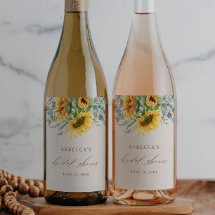 Elegant Sunflower Bridal Shower  Wine Label