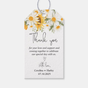 Elegant Sunflower Daisy Wedding Thank You  Gift Tags