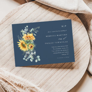 Elegant Sunflower Eucalyptus Fall Wedding Invitati Invitation