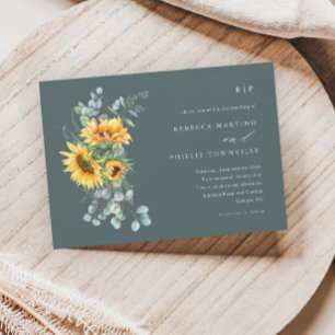 Elegant Sunflower Eucalyptus Fall Wedding Invitati Invitation