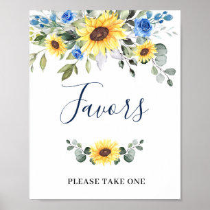 Elegant Sunflower Eucalyptus Favours Wedding Sign