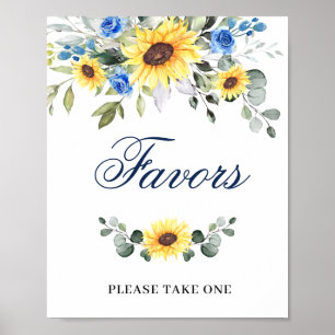 Elegant Sunflower Eucalyptus Favours Wedding Sign