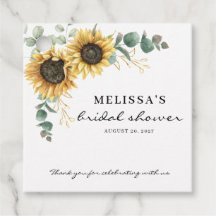 Elegant Sunflower Eucalyptus Floral Bridal Shower Favour Tags