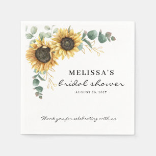 Elegant Sunflower Eucalyptus Floral Bridal Shower Napkin