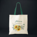 Elegant Sunflower Eucalyptus Rustic Bridesmaid Tote Bag<br><div class="desc">Elegant Sunflower Eucalyptus Rustic Bridesmaid Tote Bag.
Give your bridal party a tote bag that'll make them feel totally flattered! These totes come customised to say anything that you'd like. For further customisation,  please click the "customise further" link and use our design tool to modify this template.</div>