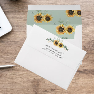 Elegant Sunflower Eucalyptus Wedding Envelope