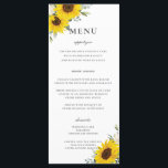 Elegant Sunflower Floral Greenery Wedding Menu<br><div class="desc">Personalise this elegant wedding menu with your own wording easily and quickly,  simply press the customise it button to further re-arrange and format the style and placement of the text.  Double sided. The Happy Cat Studio</div>