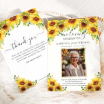 Elegant Sunflower Floral Photo Funeral Memorial