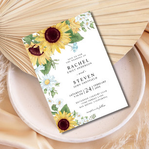 Elegant Sunflower Floral Wedding Invitation