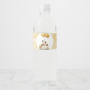 Elegant Sunflower Floral Wedding Water Bottle Labe Label