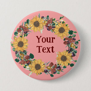 Elegant Sunflower Floral Wreath Lapel Pin