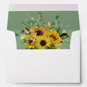 Elegant Sunflower Green Return Address Wedding Envelope