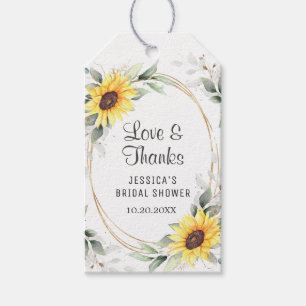Elegant Sunflower Greenery Bridal Shower Thank You Gift Tags