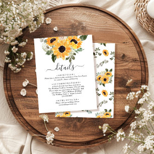 Elegant Sunflower Greenery Wedding Details Enclosure Card